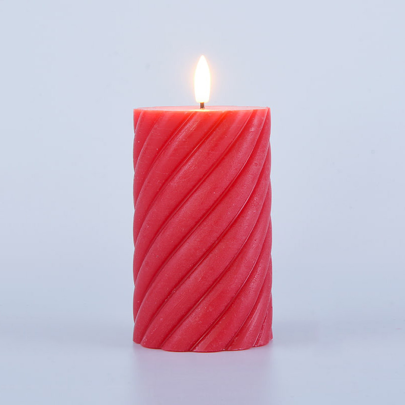 3 Pacáil Coinnle Piléir Gan Flameless Bíseach Dearg
